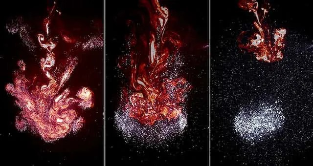 Des turbulences générées par la chute de particules (en blanc), pour mieux comprendre l'intérieur des planètes et leur champ magnétique. Quentin Kriaa, Fourni par l'auteur